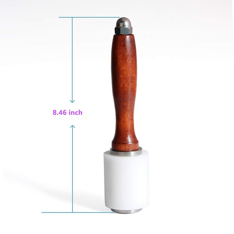Evwoge Nylon Head Leather Carving Hammer Mallet For Leatherwork Leather Cowhide Sew Club DIY Leathercraft Wooden Mallet Wood Handle (I-Head) - Image 3